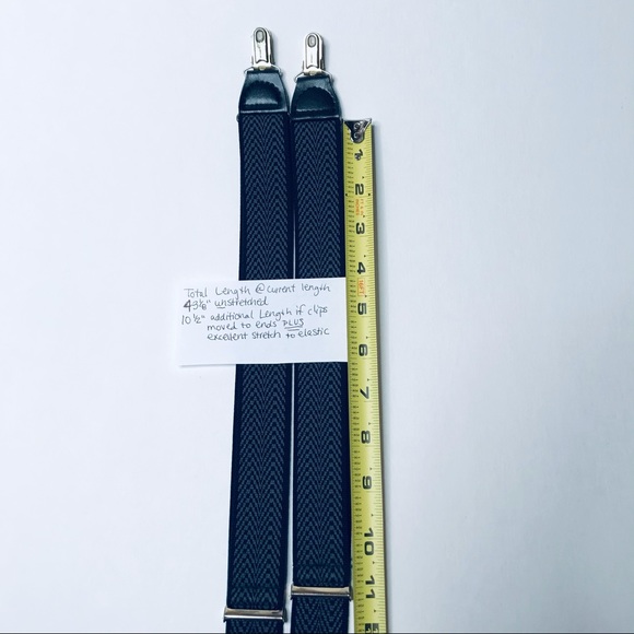 VINTAGE CAS West Germany Dapper brass clip adjustable dress suspenders Navy - Picture 7 of 8